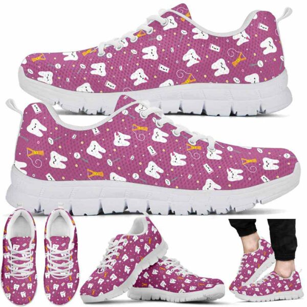 SS-U-Nur-SCTP-Det-220610NA10 @ Dentist Strawberry Cute Tooth Pattern-Dentist Strawberry Pink Tooth Pattern Sneakers
