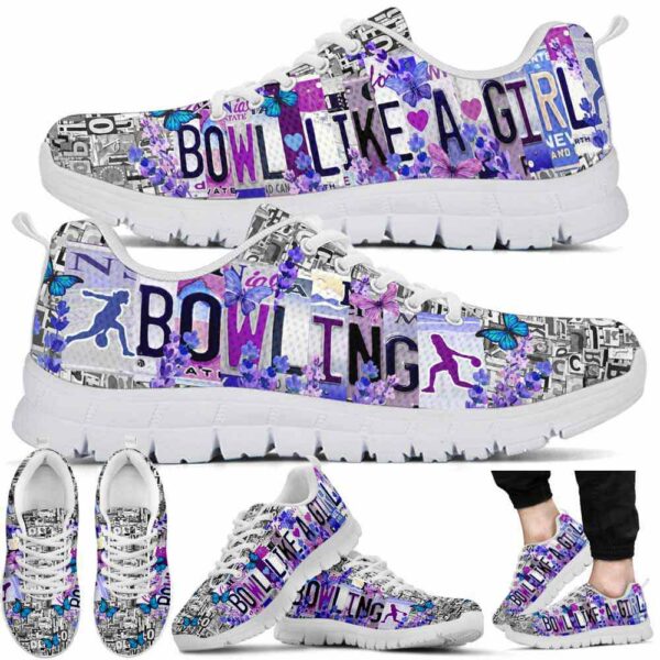 SS-U-Hobb-PP-Bwl-220610NA10 @ Bowling Purple Plate-Bowling Butterfly License Plate Bowl Like A Girl Sneakers