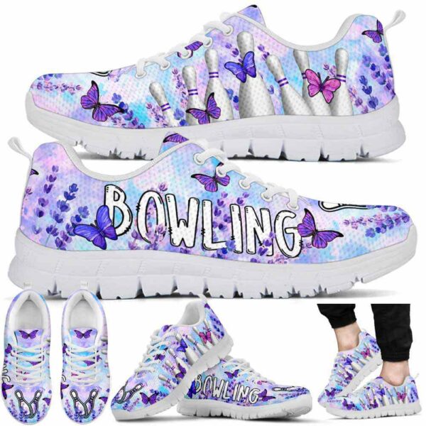 SS-U-Hobb-LBTD-Bwl-220610NA10 @ Bowling Lavender Butterflies Tie Dye-Bowling Lavender Butterfly Pattern Sneakers
