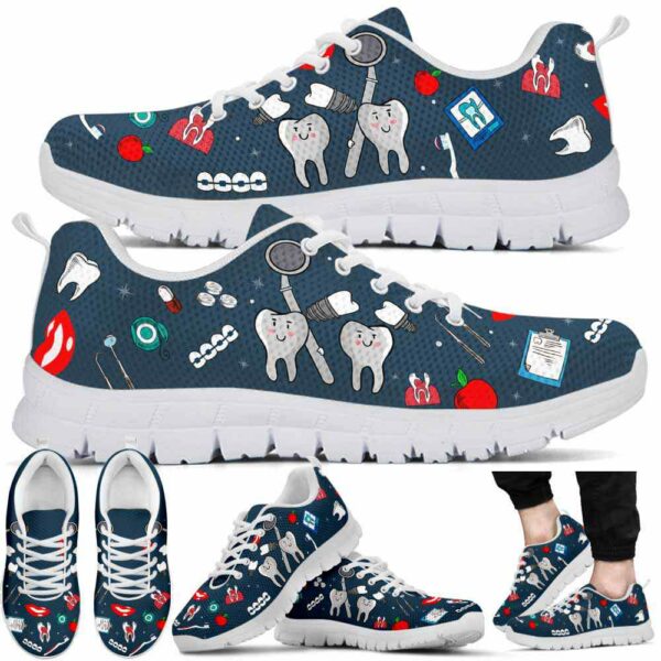SS-U-Nur-BTC-Det-220610NA10 @ Dental Blue Tooth Care-Dentist Dental Pattern Blue Sneakers
