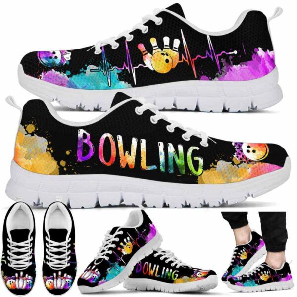 SS-U-Hobb-W-Bwl-220610NA10 @ Bowling Watercolor-Bowling Watercolor Heartbeat Sneakers