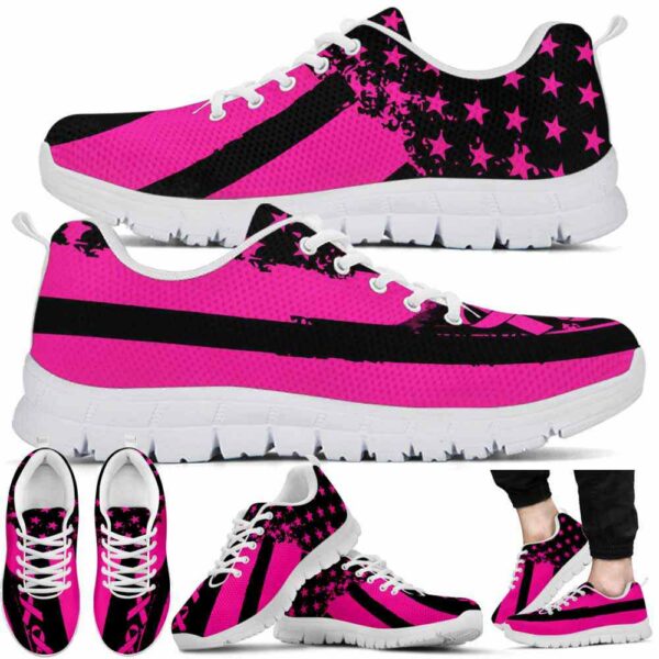 SS-U-Awa-F-BreCan-220610NA10 @ Breast Cancer Flag-Breast Cancer Pink Black Fight Sneakers