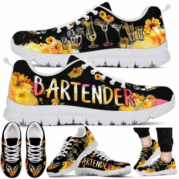 SS-U-Job-SW-Btd-210721VY11 @ Bartender Sunflower Watercolor-Bartender Sunflower Watercolor Sneakers