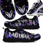 SS-U-Job-LBD-Btd-220610NA11 @ Bartender Lavender Butterflies Drink-Bartender Drinks Butterfly Pattern Sneakers