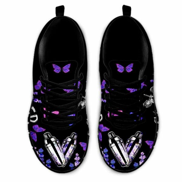 SS-U-Job-LBD-Btd-220610NA11 @ Bartender Lavender Butterflies Drink-Bartender Drinks Butterfly Pattern Sneakers