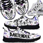 SS-U-Job-LCP-Btd-220610NA11 @ Bartender Lavender Cocktails Pattern-Bartender Lavender Drinks Pattern Sneakers