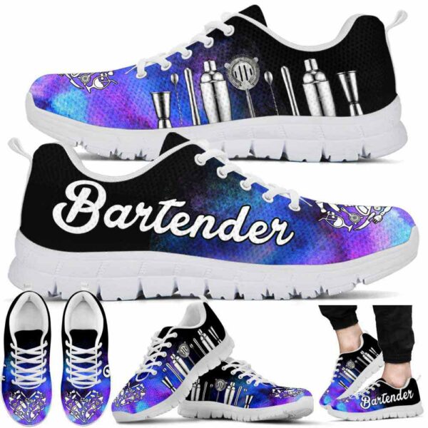 SS-U-Job-HWC-Btd-210727VY11 @ Bartender Heart Watercolor Cloud-Bartender Heart Watercolor Cloud Sneakers