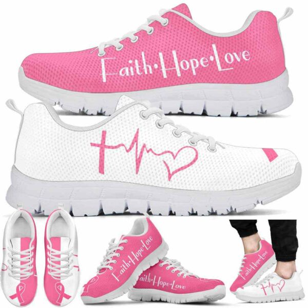 SS-U-Awa-FHL-BreCan-220610NA10 @ Breast Cancer Faith Hope Love-Breast Cancer Faith Hope Love Heartbeat Sneakers