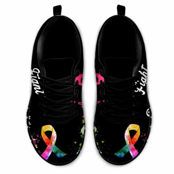 SS-U-Awa-FW-BreCan-220610NA10 @ Breast Cancer Fight Watercolor-Breast Cancer Watercolor Heartbeat Sneakers