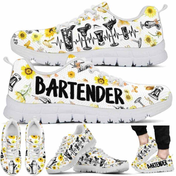 SS-U-Job-SCP-Btd-210721VY11 @ Bartender Sunflower Cocktails Pattern-Bartender Sunflower Heartbeat Sneakers