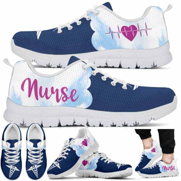 SS-U-Nur-BCH-Nur-220610NA10 @ Nurse Blue Cloud Heart-Nurse Blue Cloud Heartbeat Sneakers