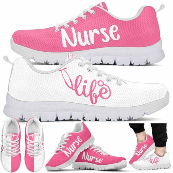 SS-U-Nur-PNW-Nur-220610NA10 @ Nurse Pink N White-Nurse Life Pink White Sneakers