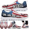 SS-U-Nur-LLSL-Nur-220610NA10 @ Nurse Live Love Save Lives-Nurse Usa Flag Live Love Save Lives Sneakers