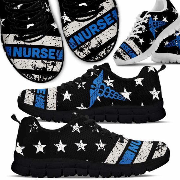 SS-U-Nur-BUF-Nur-220610NA10 @ Nurse Blue Us Flag-Nurse Blue Usa Flag Sneakers