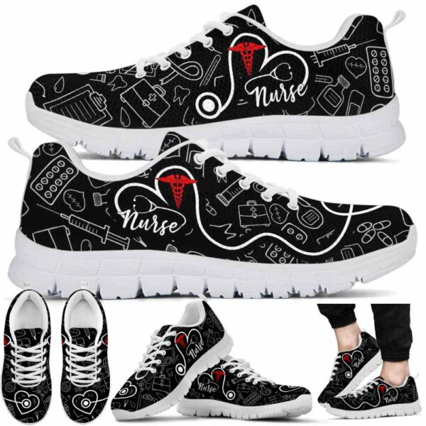SS-U-Nur-HL-Nur-220610NA10 @ Nurse Heart Line-Nurse Heart Line Pattern Sneakers