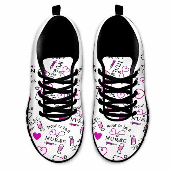 SS-U-Nur-PTBA-Nur-220610NA10 @ Proud To Be A Nurse-Nurse Pink Proud To Be Pattern Sneakers