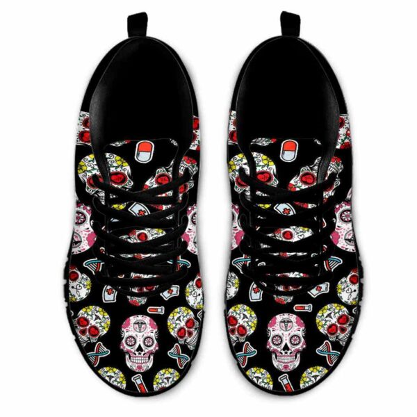 SS-U-Nur-MS-Nur-220610NA10 @ Nurse Mexican Skull-Nurse Sugar Skull Pattern Sneakers