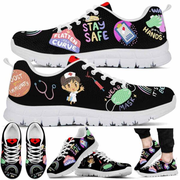 SS-U-Nur-IOB-Nur-220610NA10 @ Nurse Its OK Black-Nurse Gonna Be Ok Black Sneakers