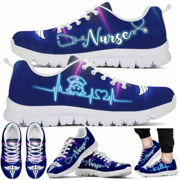 SS-U-Nur-BHB-Nur-220610NA10 @ Nurse Blue Heart Beat-Nurse Neon Heartbeat Blue Sneakers
