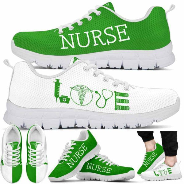 SS-U-Nur-GNW-Nur-220610NA10 @ Nurse Green N White-Nurse Love Green White Sneakers