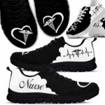 SS-U-Nur-BHB-Nur-220610NA11 @ Nurse BW Heat Beat-Nurse Black White Heartbeat Sneakers