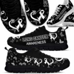 SS-U-Awa-BB-LunCan-220610NA10 @ Lung Cancer BW Butterlie-Lung Cancer Black White Butterly Sneakers
