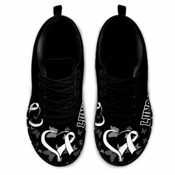 SS-U-Awa-BB-LunCan-220610NA10 @ Lung Cancer BW Butterlie-Lung Cancer Black White Butterly Sneakers