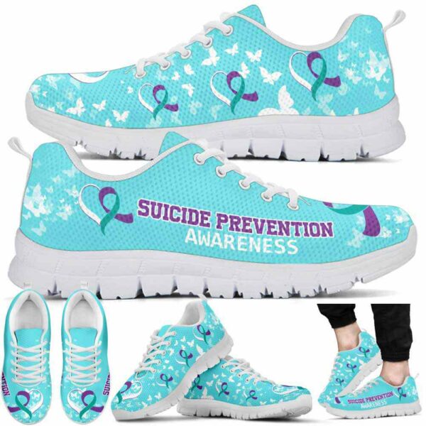 SS-U-Awa-B-SuiPre-220610NA10 @ Suicide Prevention Butterflie-Suicide Prevention Ribbon Butterfly Sneakers