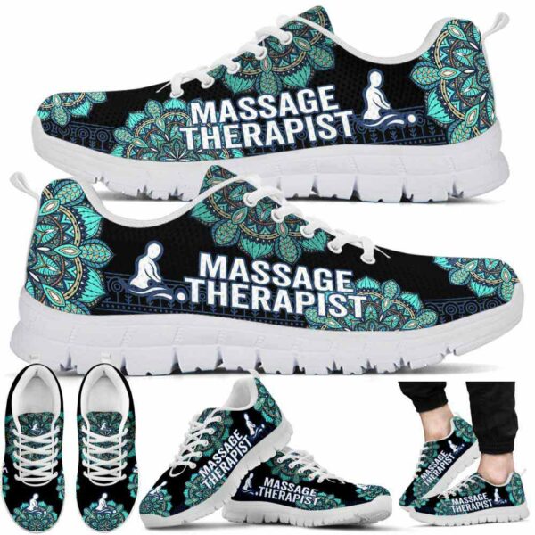 SS-U-Job-TM-Msst-220610NA10 @ Massage Therapist Teal Mandala-Massage Therapist Teal Pattern Sneakers