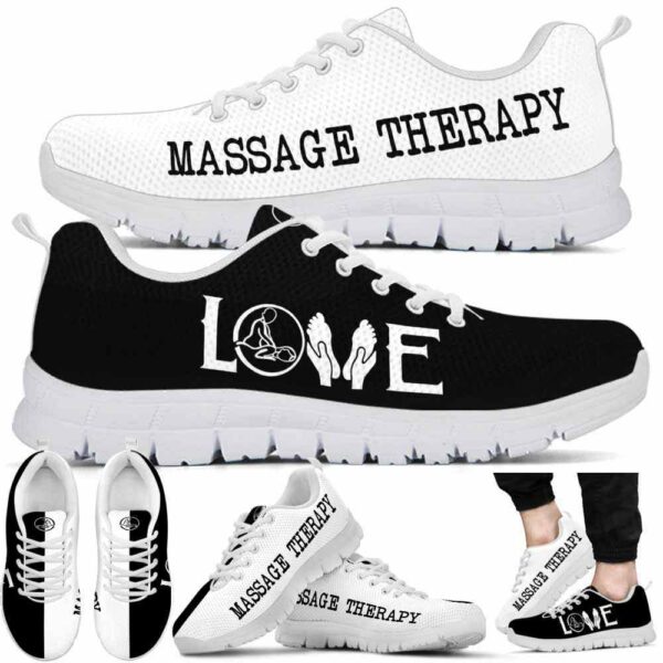 SS-U-Job-BL-Msst-220610NA10 @ Massage Therapist BW Love-Massage Therapist Black White Love Sneakers