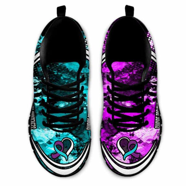 SS-U-Awa-OPL-SuiPre-220610NA10 @ Suicide Prevention Oil Painting Lin-Suicide Prevention Ribbon Heart Paint Sneakers