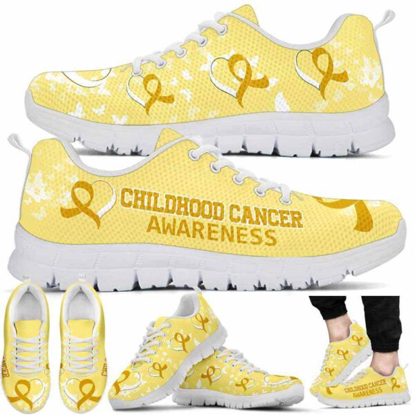 SS-U-Awa-B-Chca-220610NA10 @ Childhood Cancer Butterflie-Childhood Cancer Yellow Ribbon Butterfly Sneakers