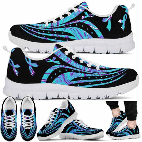 SS-U-Awa-TL-SuiPre-220610NA10 @ Suicide Prevention Teal Lin-Suicide Prevention Teal Purple Lines Sneakers