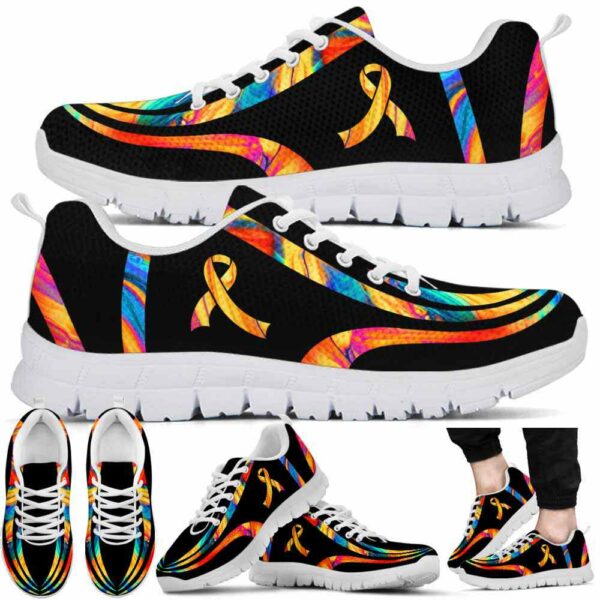 SS-U-Awa-OPL-MS-220610NA10 @ Multiple Sclerosis Oil Paint Lin-Multiple Sclerosis Ribbon Lines Sneakers
