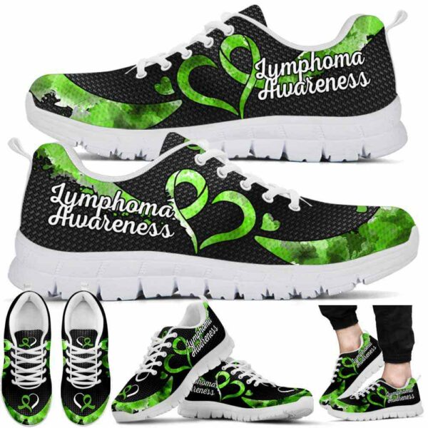 SS-U-Awa-L3HR-Lympho-220610NA10 @ Lymphoma Line 3 Heart Ribbo-Hodgkins Lymphoma Heart Ribbon Sneakers