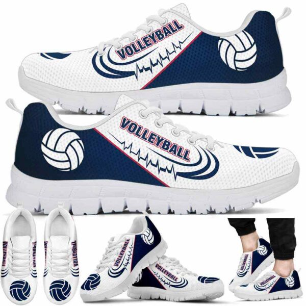 SS-U-Hobb-NL-Vlbl-220610NA10 @ Volleyball Navy Line-Volleyball Navy Heartbeat Line Sneakers