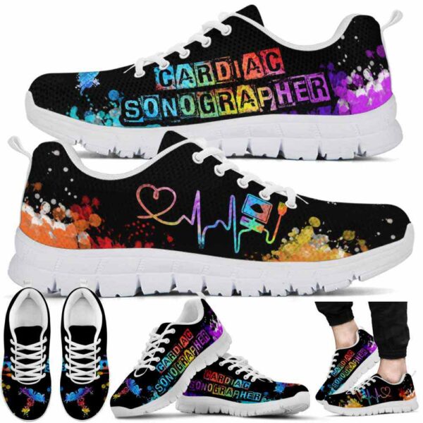 SS-U-Nur-W-N2-220610NA10 @ Cardiac Sonographer Watercolor-Cardiac Sonographer Watercolor Heartbeat Sneakers