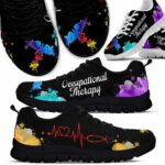 SS-U-Nur-W-OT-220610NA10 @ Occupational Therapist Watercolor-Occupational Therapist Watercolor Heartbeat Sneakers