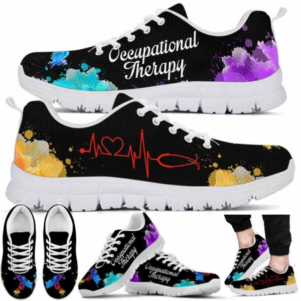 SS-U-Nur-W-OT-220610NA10 @ Occupational Therapist Watercolor-Occupational Therapist Watercolor Heartbeat Sneakers