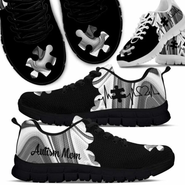 SS-U-Awa-AMC-Autism-220610NA10 @ Autism Mom Clou-Autism Mom Cloud Black White Sneakers