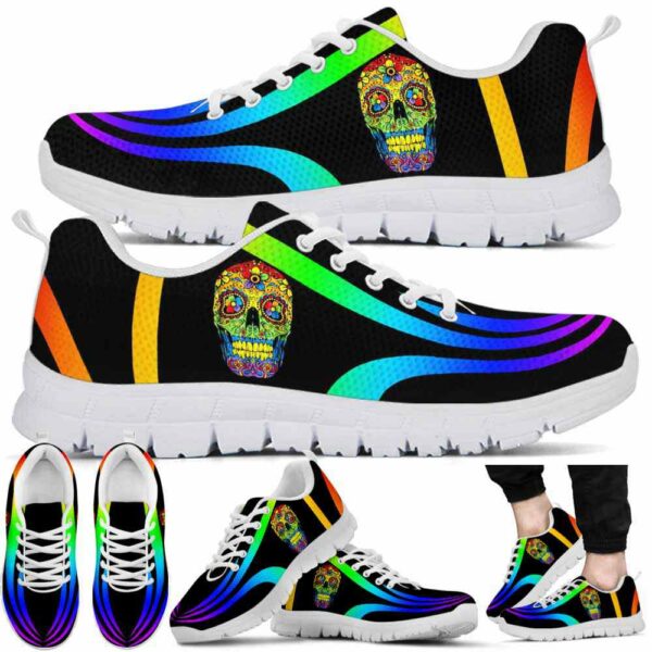 SS-U-Lgbt-MSR-Lgbt-210520VY10 @ Lgbt Mandala Skull Rainbow-Lgbt Sugar Skull Rainbow Line Sneakers