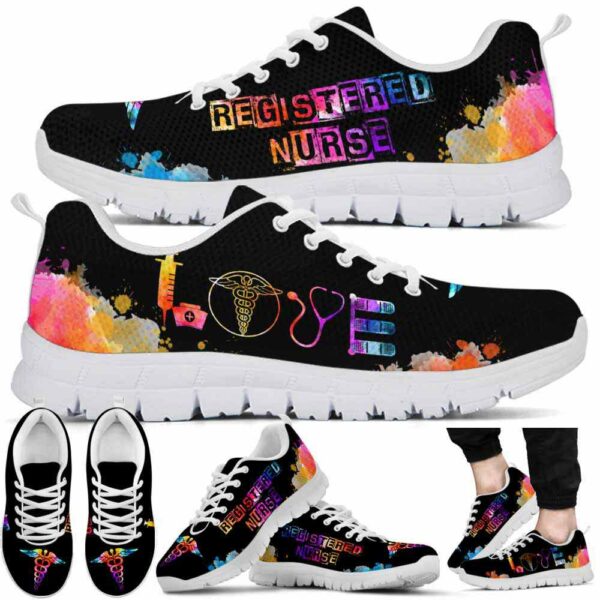 SS-U-Nur-WL-RN-220610NA10 @ Registered Nurse Watercolor Love-Registered Nurse Watercolor Love Sneakers