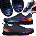 SS-U-Nur-W-N28-220610NA10 @ Essential Nurse Watercolor-Essential Nurse Watercolor Heartbeat Sneakers