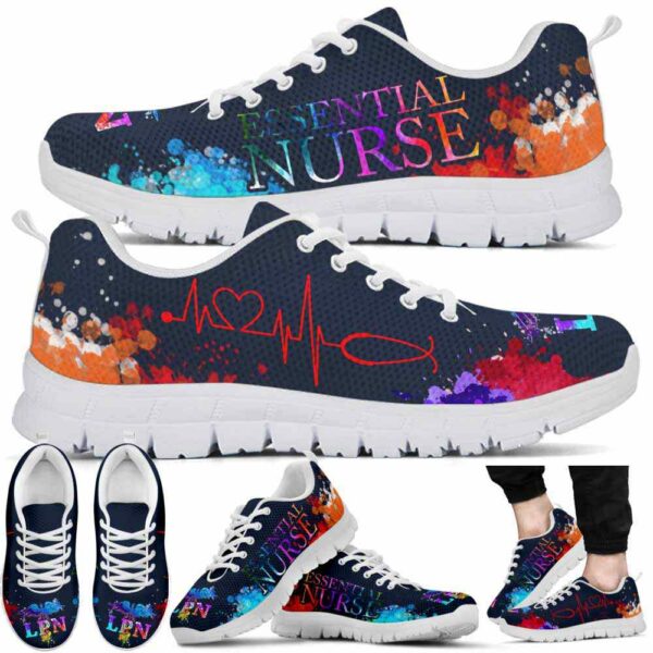 SS-U-Nur-W-N28-220610NA10 @ Essential Nurse Watercolor-Essential Nurse Watercolor Heartbeat Sneakers