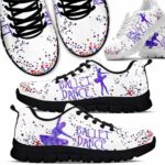 SS-U-Hobb-PG-Blet-220610NA10 @ Ballet Purple Glitter-Ballet Dancer Purple Glitter Pattern Sneakers