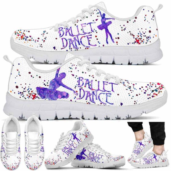 SS-U-Hobb-PG-Blet-220610NA10 @ Ballet Purple Glitter-Ballet Dancer Purple Glitter Pattern Sneakers