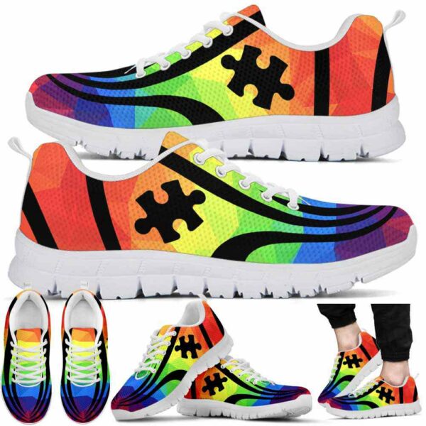 SS-U-Awa-PL-Autism-220610NA10 @ Autism Puzzle Lin-Autism Puzzle Rainbow Colors Sneakers
