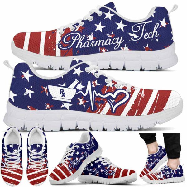 SS-U-Nur-AF-PhmaTec-220610NA10 @ Pharmacy Tech American Flag-Pharmacy Tech Usa Flag Sneakers