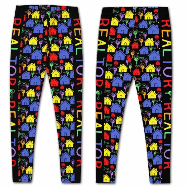 LEGG-W-Job-CP-Relt-211215NA13 @ Realtor Colorful Pattern-Realtor Retro Colorful Pattern Leggings