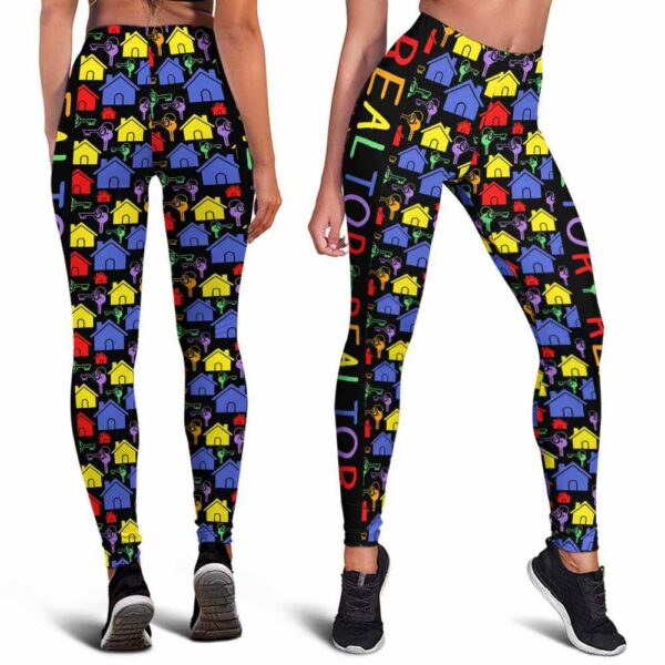 LEGG-W-Job-CP-Relt-211215NA13 @ Realtor Colorful Pattern-Realtor Retro Colorful Pattern Leggings